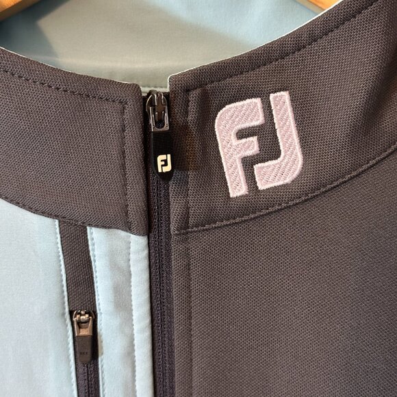 FJ FootJoy Dryjoys Golf Jacket NBC Logo 1/2 Zip Men's M Gray & Lt. Blue Jacket - Picture 2 of 9